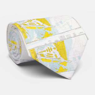 Vintage Map of The Miami Harbour (1968) Tie