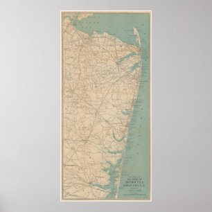 Vintage Map of The New Jersey Coast (1890) Poster