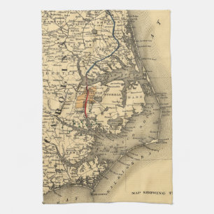 Vintage Map of The North Carolina Coast (1887) Kitchen Towel