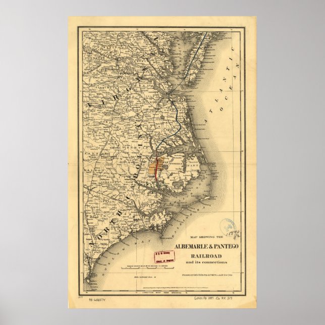 Vintage Map of The North Carolina Coast (1887) Poster (Front)