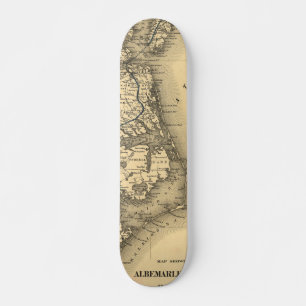 Vintage Map of The North Carolina Coast (1887) Skateboard