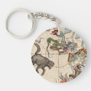 Vintage Map of the North Pole Keychain