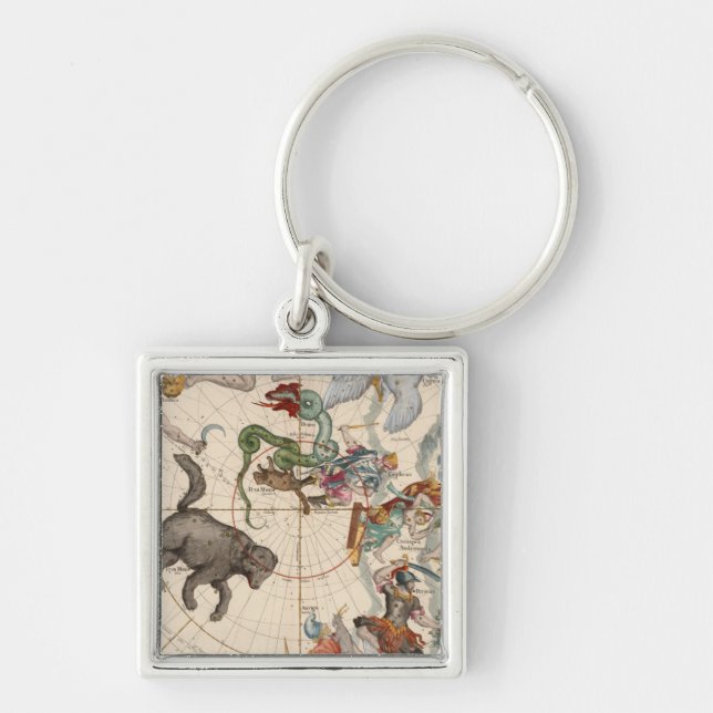 Vintage Map of the North Pole Keychain (Front)