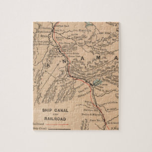 Vintage Map of The Panama Canal (1885) Jigsaw Puzzle