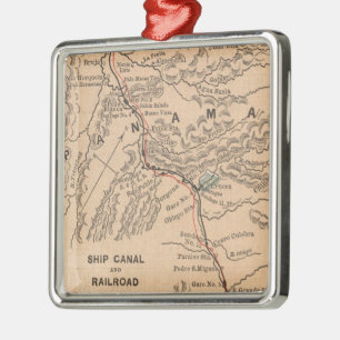 Vintage Map of The Panama Canal (1885) Metal Ornament