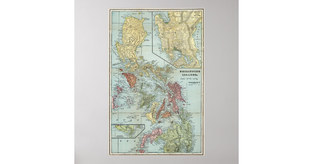 Vintage Map of The Philippines (1898) Poster | Zazzle