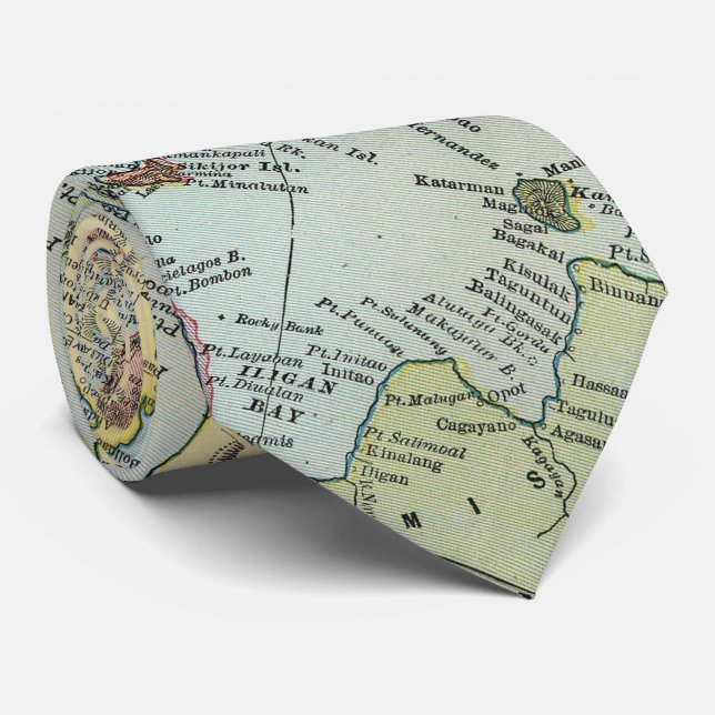 Vintage Map of The Philippines (1898) Tie (Rolled)