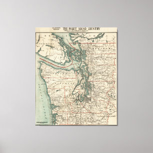 Vintage Map of The Puget Sound (1910) Canvas Print