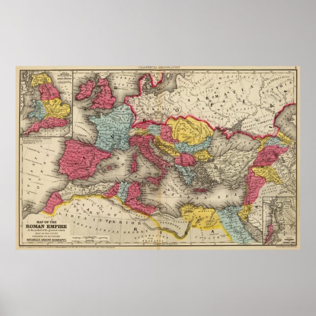 Vintage Map of The Roman Empire (1875) Poster (Front)