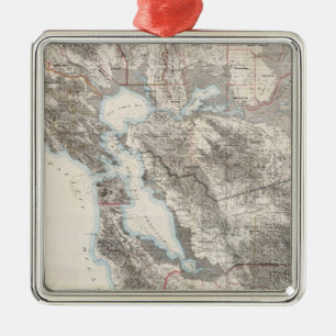 Vintage Map of The San Francisco Bay (1873) Metal Ornament