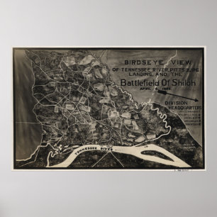 Vintage Map of The Shiloh Battlefield (1917) Poster