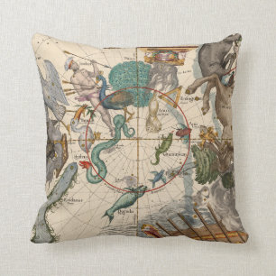 Vintage Map of the South Pole Throw Pillow