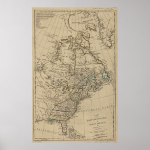 Vintage Map of The Thirteen Colonies (1774) Poster