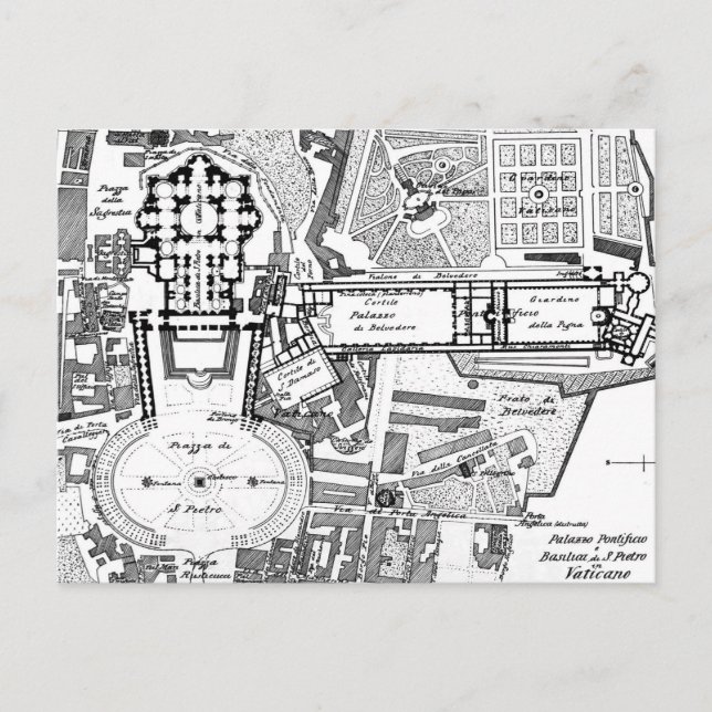 Vintage Map of The Vatican (1914) Postcard (Front)