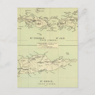 Vintage Map of The Virgin Islands (1853) Postcard