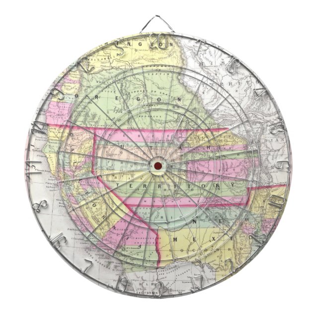 Vintage Map of The Western United States (1853) Dartboard (Front)