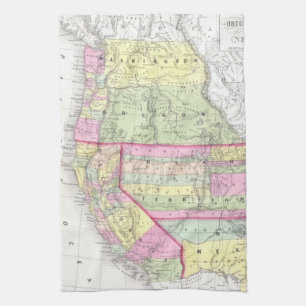 Vintage Map of The Western United States (1853) Kitchen Towel