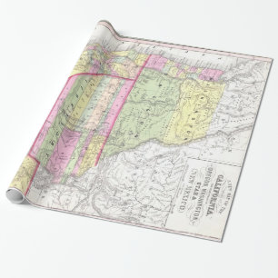 Vintage Map of The Western United States (1853) Wrapping Paper