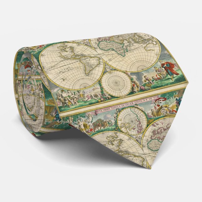 Vintage Map of The World (1670) Tie (Rolled)