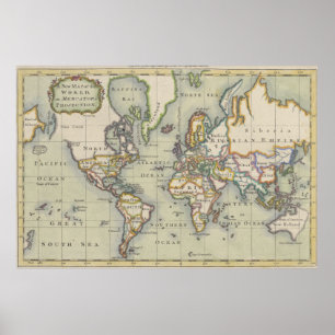 Vintage Map of The World (1766) Poster