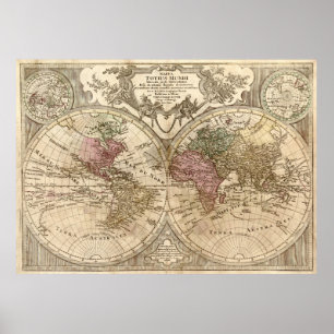 Vintage Map of The World (1775) 3 Poster