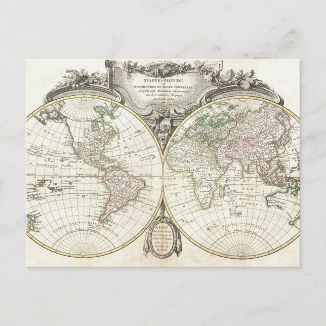 Vintage Map of The World (1775) Postcard (Front)