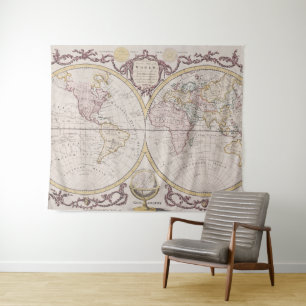 Vintage Map of The World (1782) Tapestry
