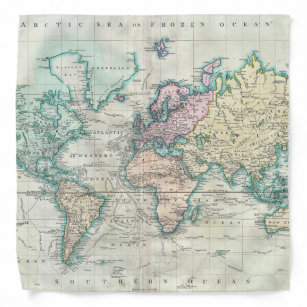 Vintage Map of The World (1801) Bandana