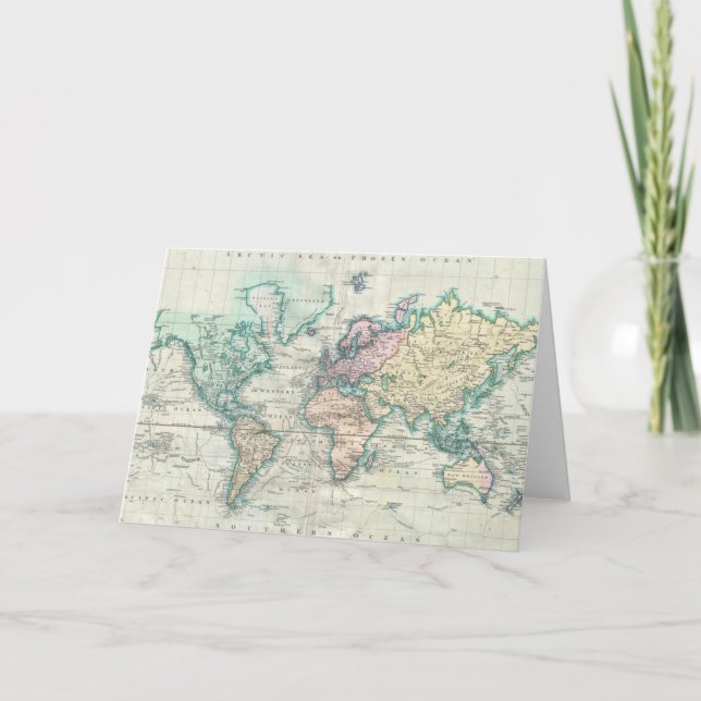 Vintage Map of The World (1801) Card (Front)