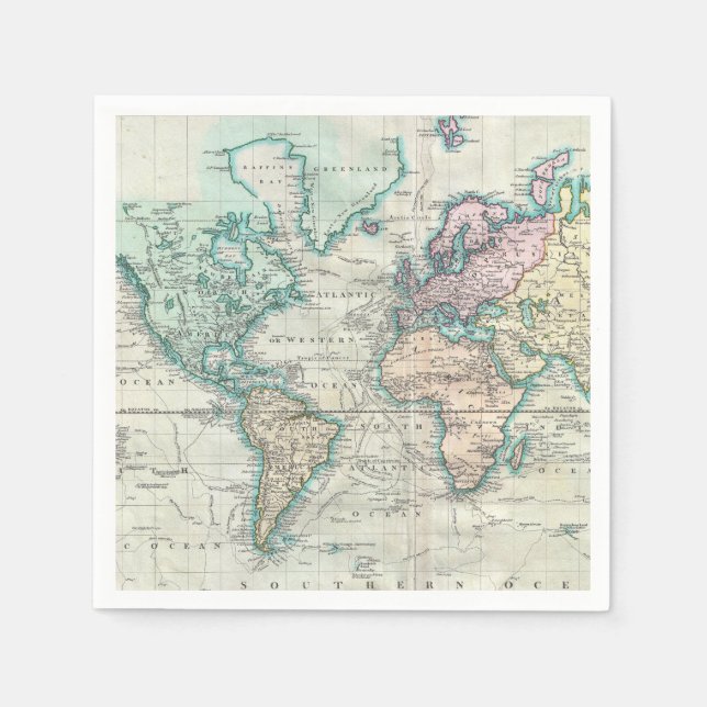 Vintage Map of The World (1801) Napkin (Front)