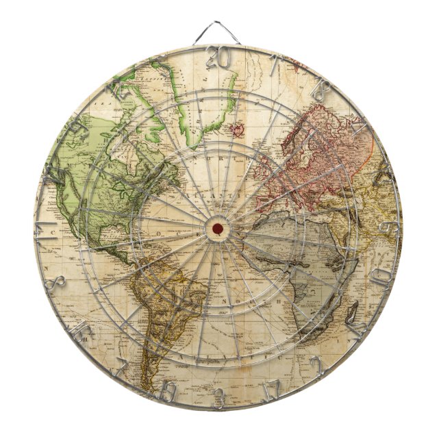 Vintage Map of The World (1831) Dartboard (Front)