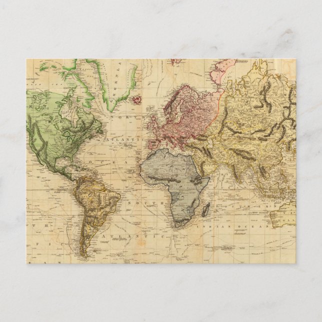 Vintage Map of The World (1831) Postcard (Front)