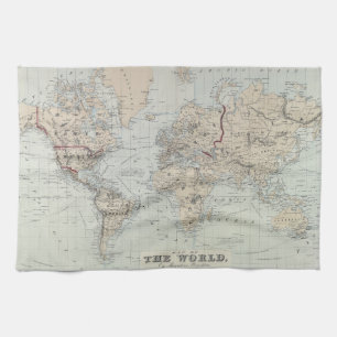 Vintage Map of The World (1875) Kitchen Towel