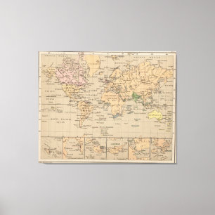 Vintage Map of The World (1880) Canvas Print