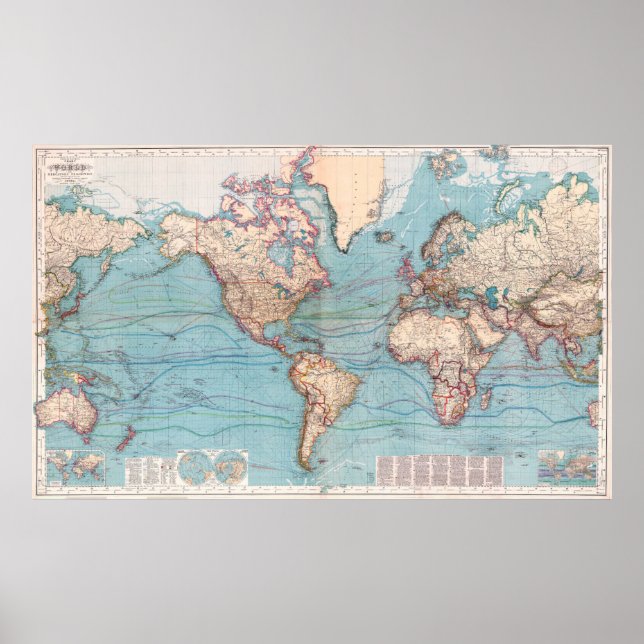Vintage Map of The World (1897) Poster (Front)