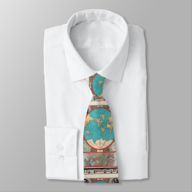 Vintage Map of The World (1913) Tie (Tied)