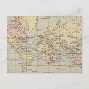Vintage Map of The World (1914) Postcard
