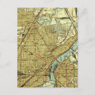 Vintage Map of Toledo Ohio (1938) Postcard