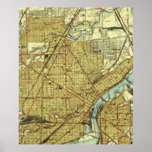 Vintage Map of Toledo Ohio (1938) Poster