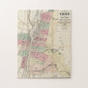 Vintage Map of Troy NY (1874) Jigsaw Puzzle