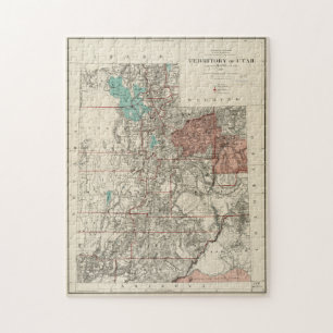 Vintage Map of Utah (1889) Jigsaw Puzzle