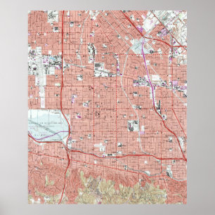 Vintage Map of Van Nuys California (1966) Poster
