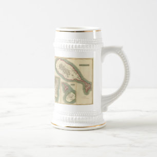 Vintage Map of Various Islands of The Caribbean Beer Stein