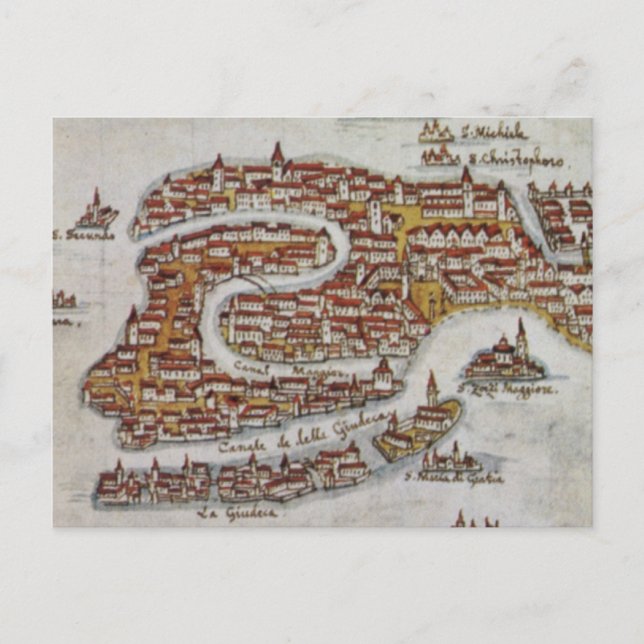 Vintage Map of Venice (1649) Postcard (Front)