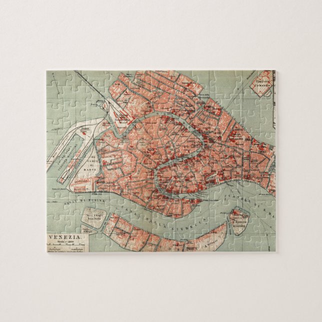 Vintage Map of Venice Italy (1920) Jigsaw Puzzle (Horizontal)