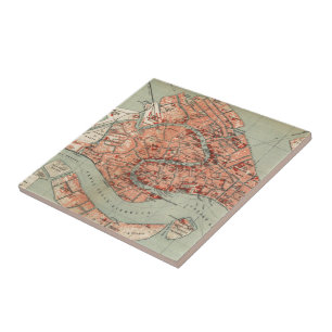 Vintage Map of Venice Italy (1920) Tile