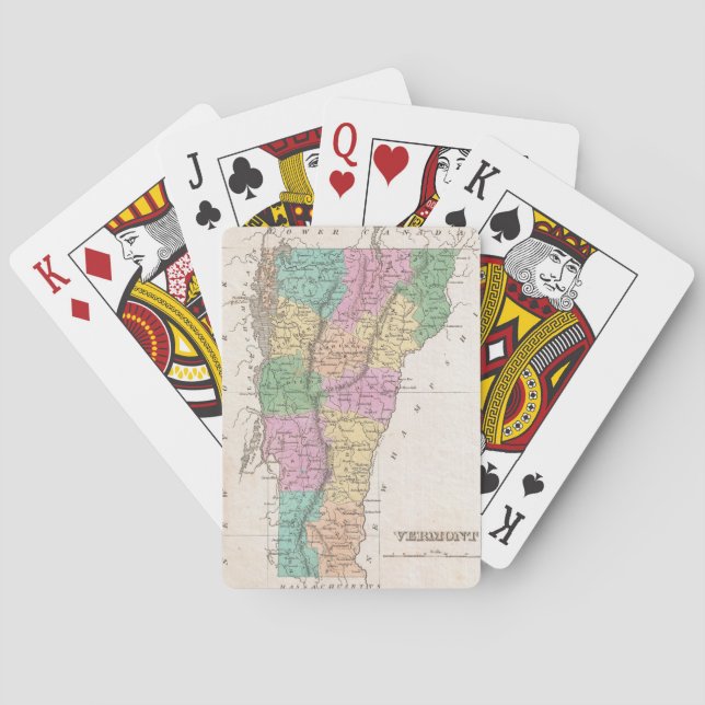 Vintage Map of Vermont (1827) Playing Cards (Back)