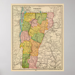 Vintage Map of Vermont (1909) Poster