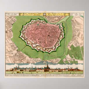 Vintage Map of Vienna Austria (1730) Poster