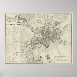Vintage Map of Vilnius Lithuania (1842) Poster